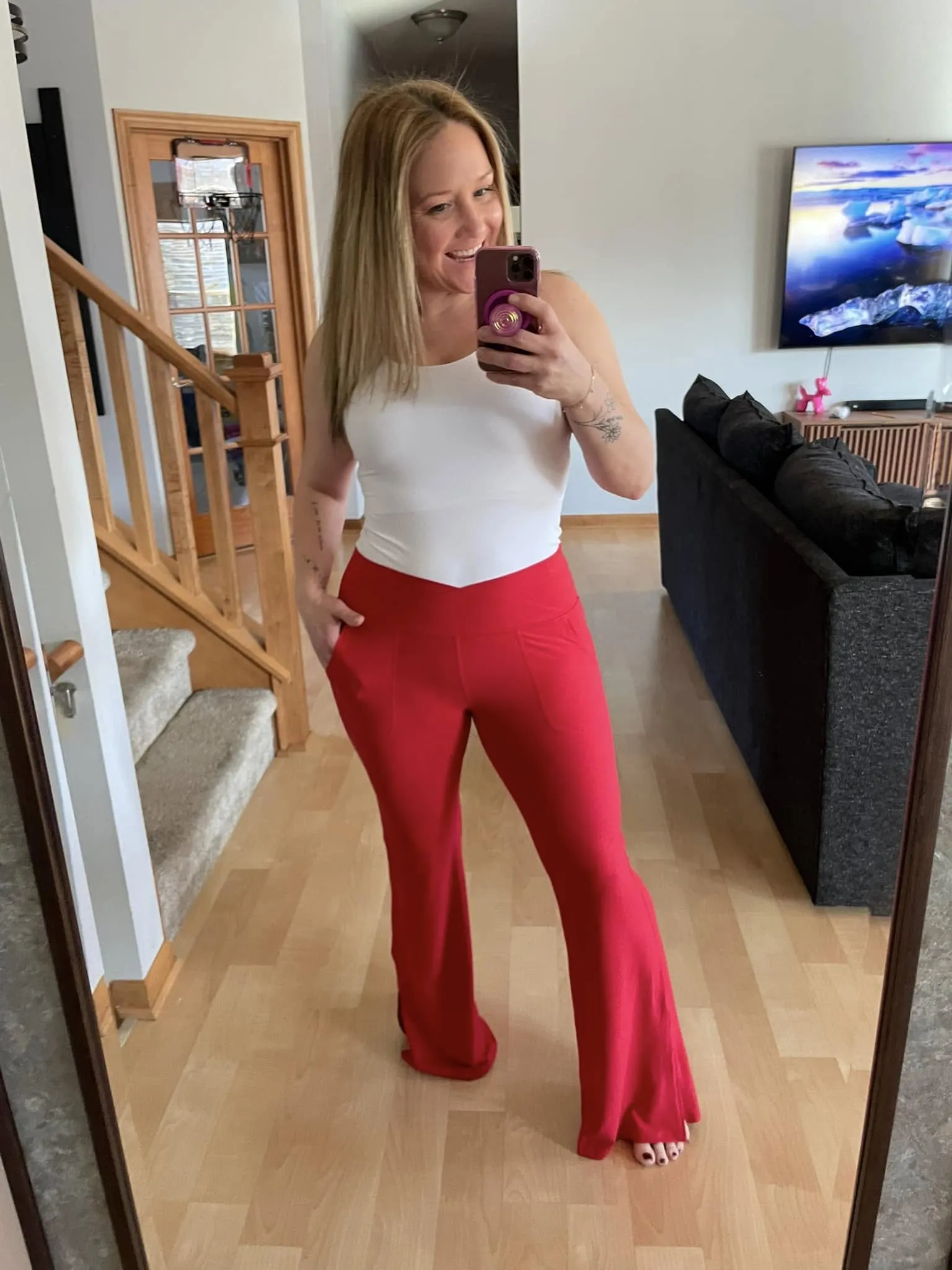 Flare Fusion Yoga Pants in Red