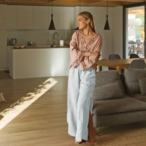 Flared linen pants mineral grey - Muriel