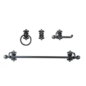 Fleur-de-lis Custom Bathroom Hardware Set - Handmade Heavy Duty Solid Steel - Multiple Finishes Available