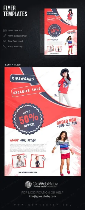 Flyer templates - Kids wear for website marketing