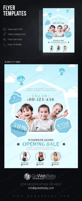 Flyer templates - Stylish kids wear for website marketing