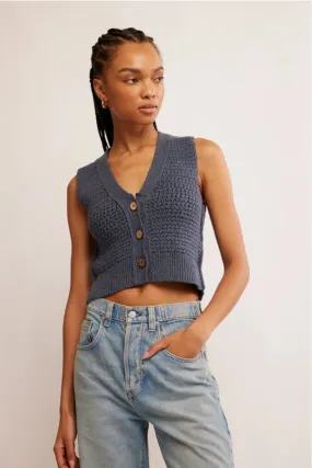 Free People We The Free Ava Waistcoat Indigo Blue