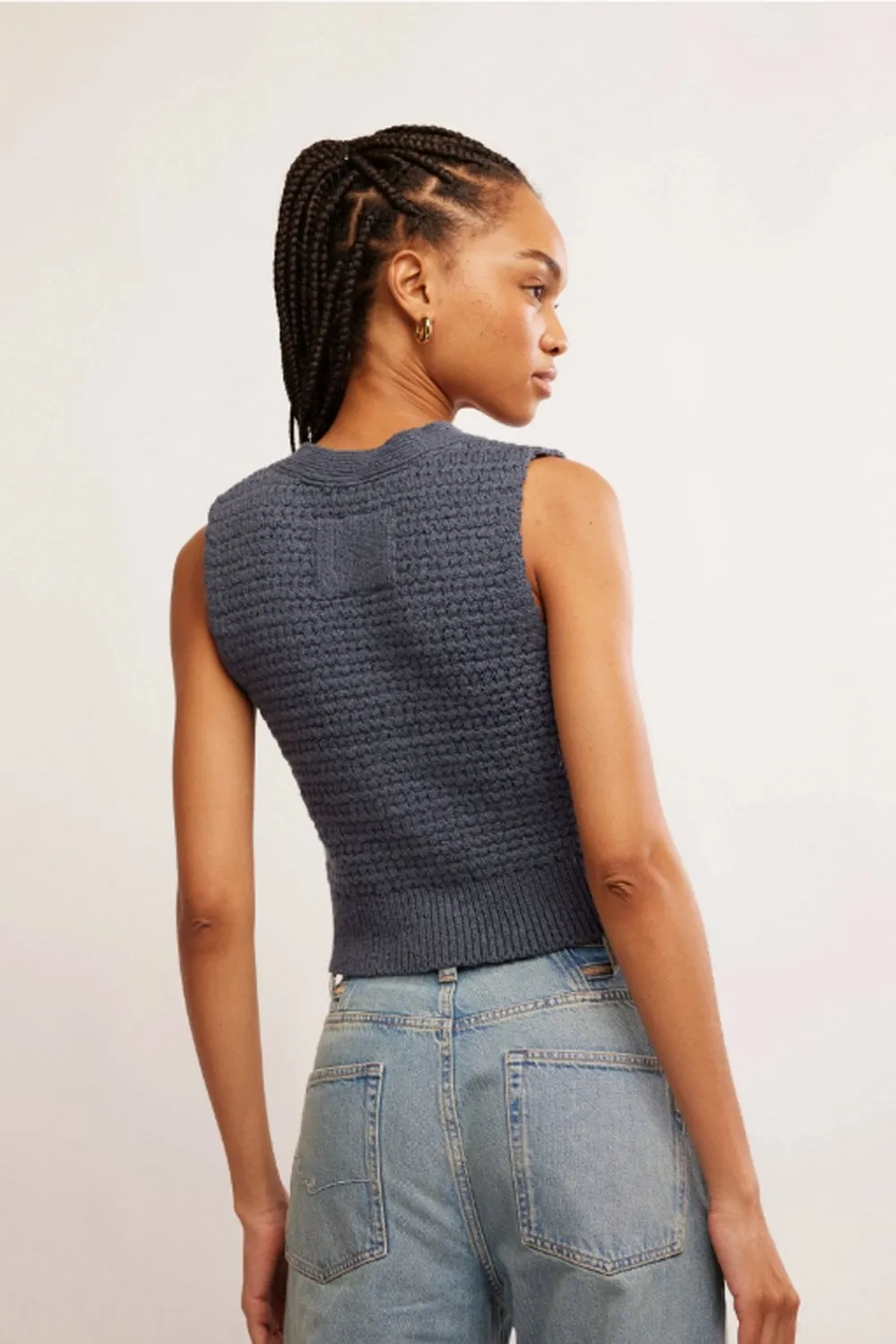 Free People We The Free Ava Waistcoat Indigo Blue