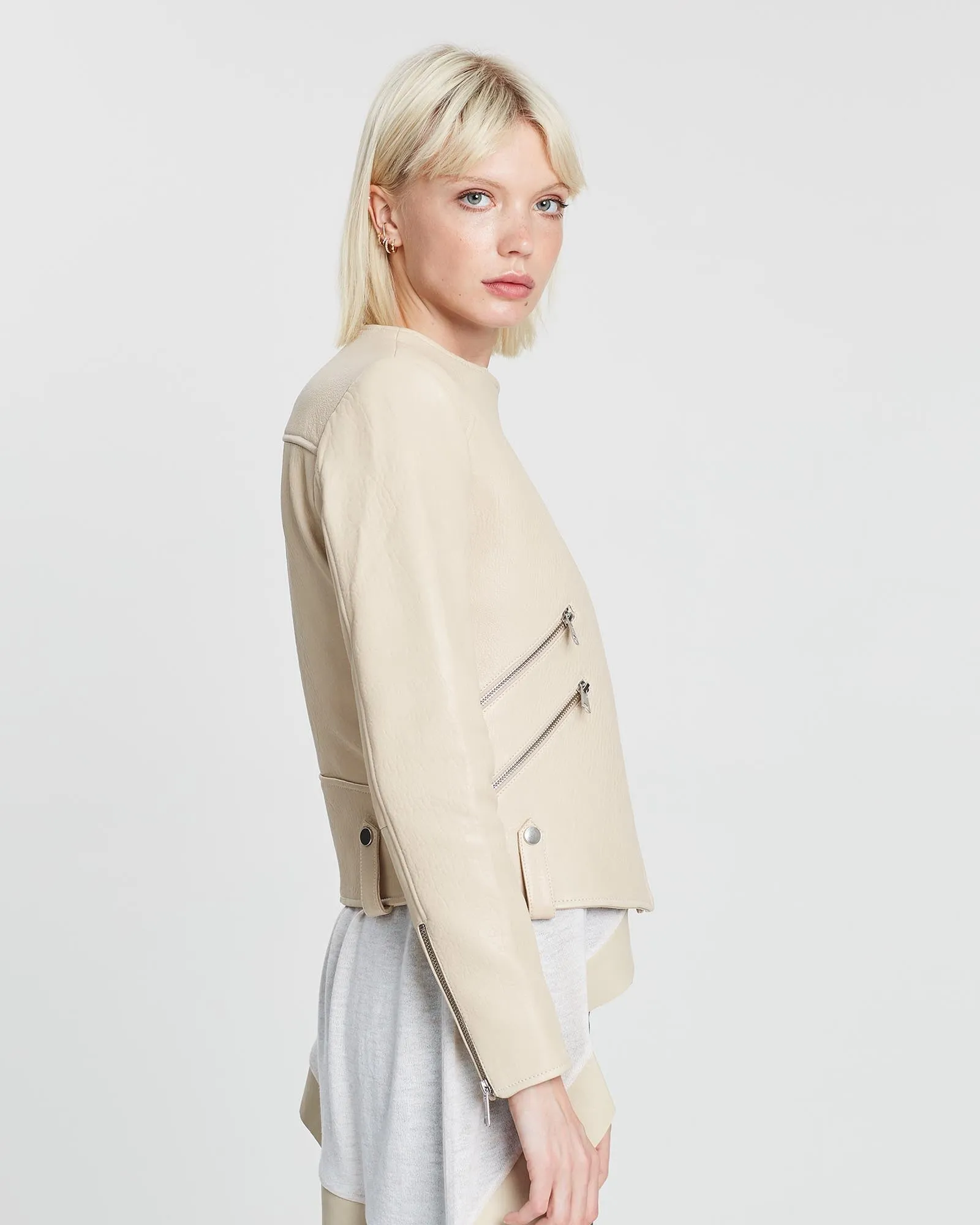 Fulton Leather Jacket - Almond