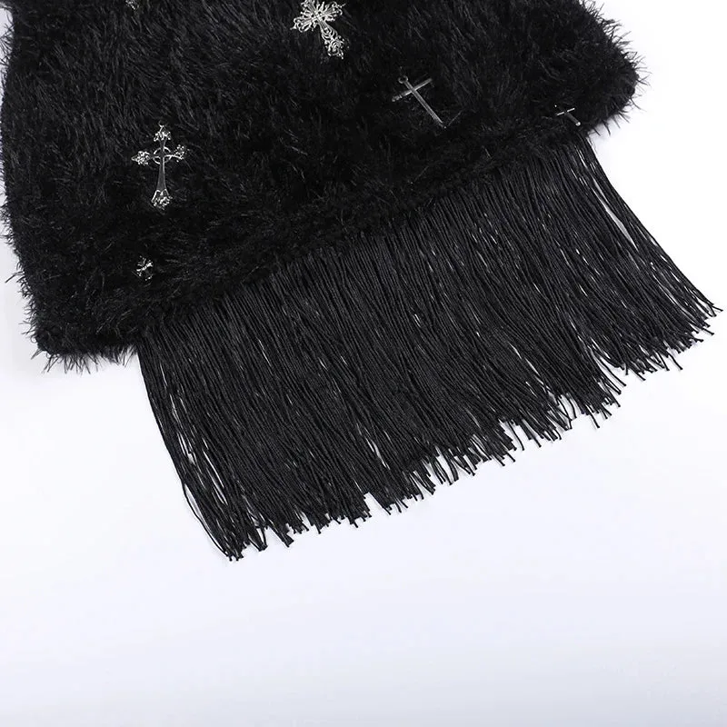 Fuzzy Feels Fringe Mini Skirt