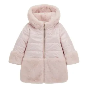 Girls Pink Reversible Faux Fur Coat