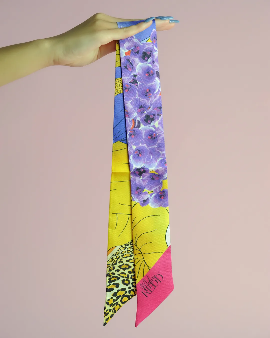 Haute Redd Flowers & Animal Print Silk Twilly Scarf