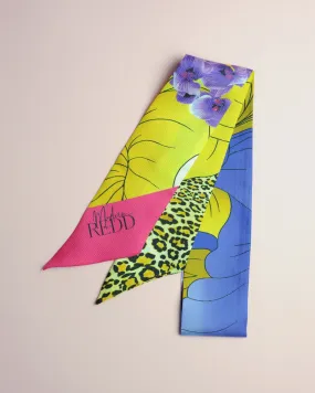 Haute Redd Flowers & Animal Print Silk Twilly Scarf