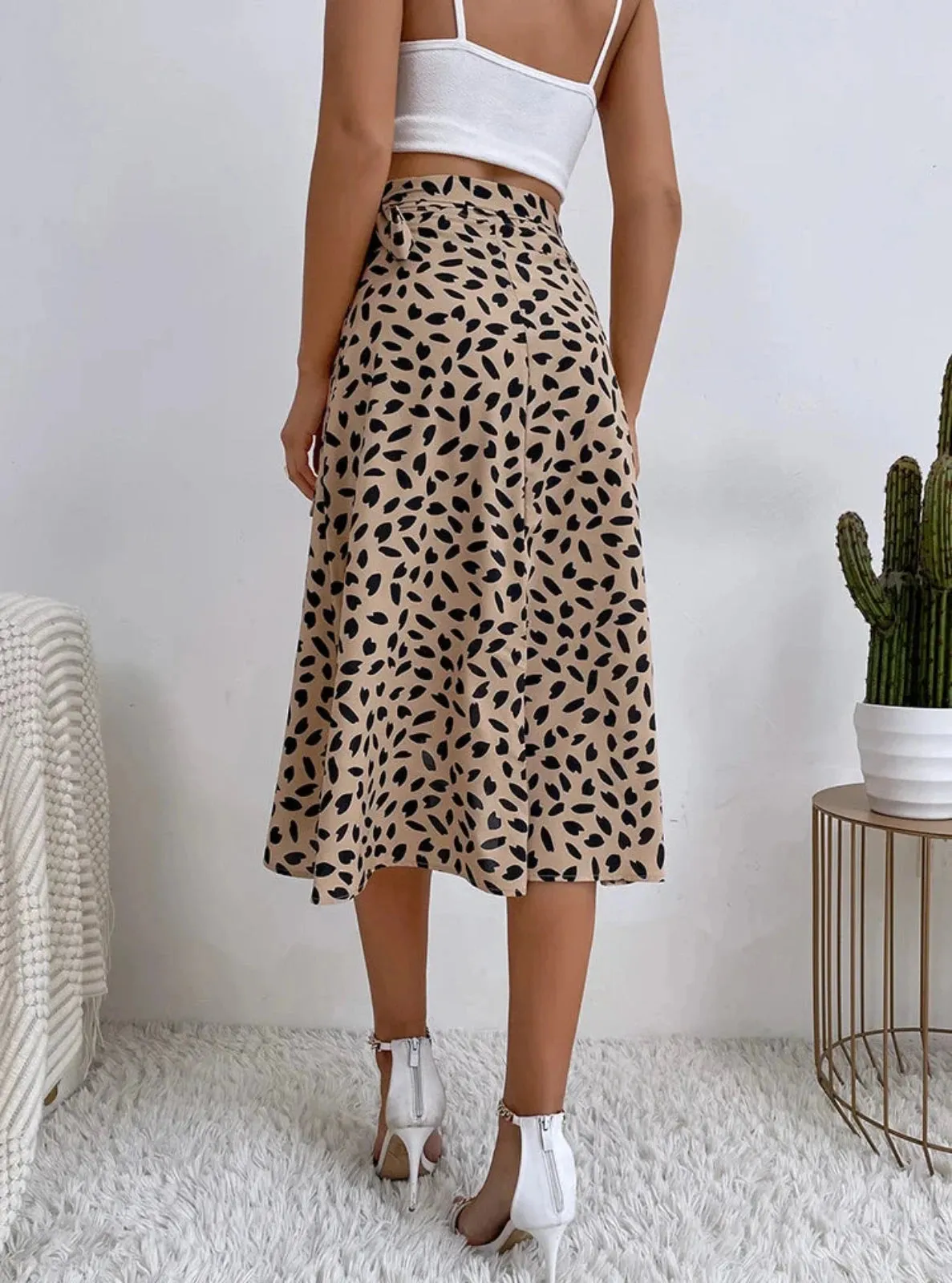 High Waist Maxi Skirt With Bow Tie