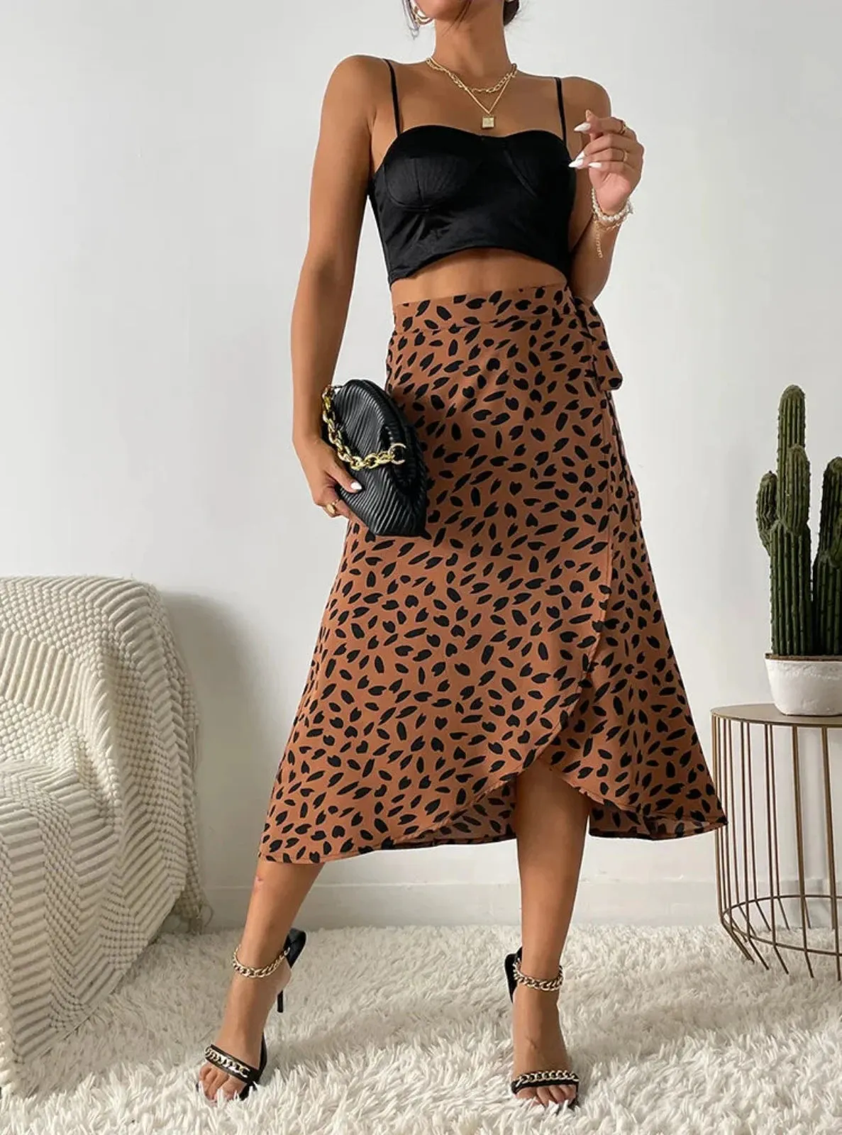 High Waist Maxi Skirt With Bow Tie