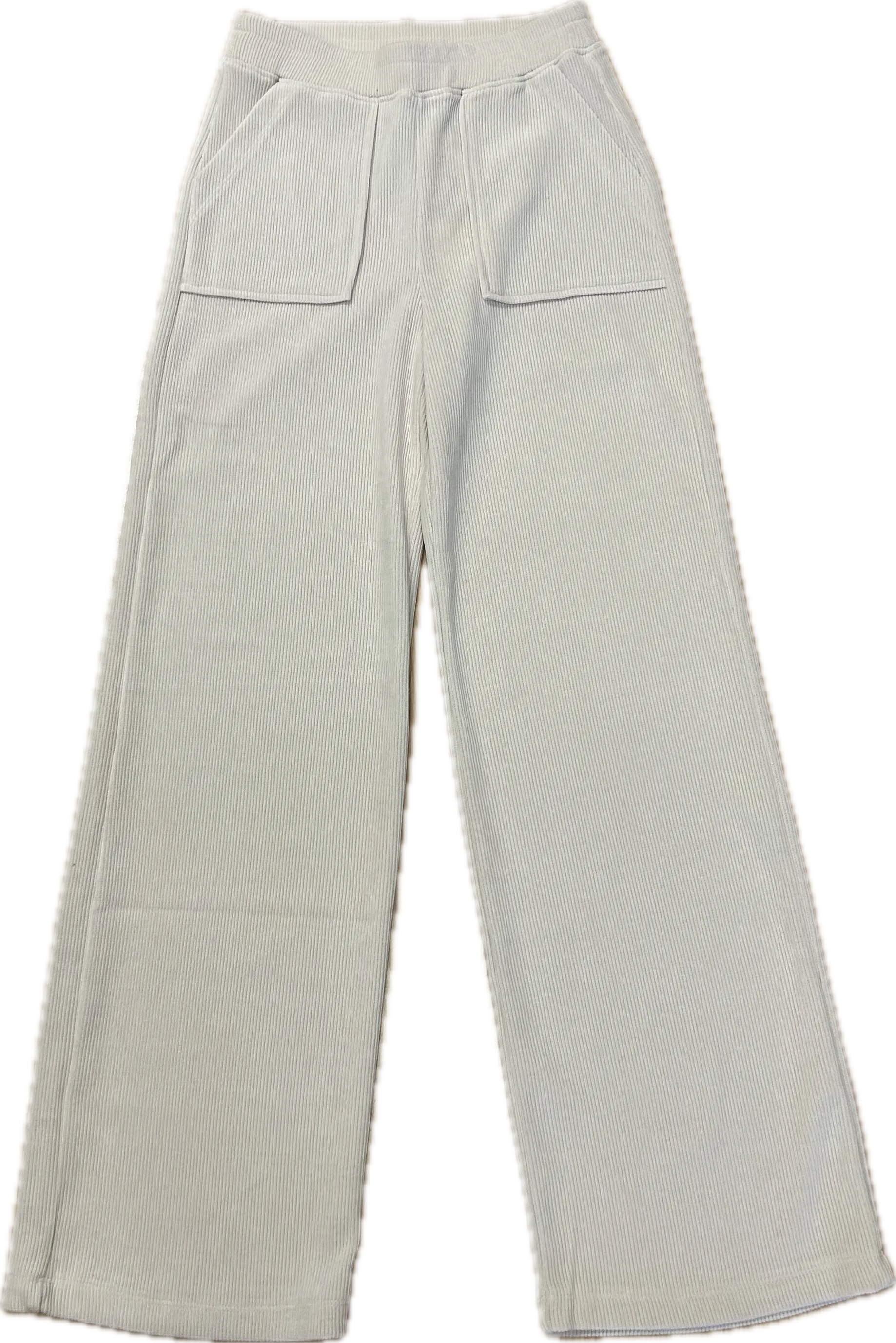 Ivory Wide-Leg Corduroy Pants