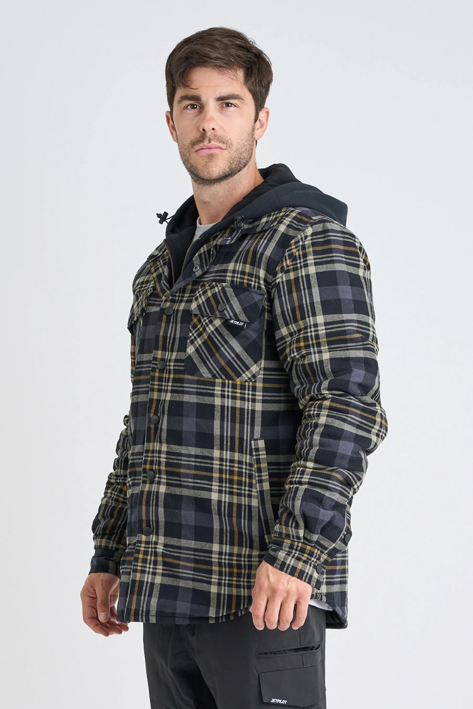 Jetpilot Quilted Mens Flannel Jacket - Grey