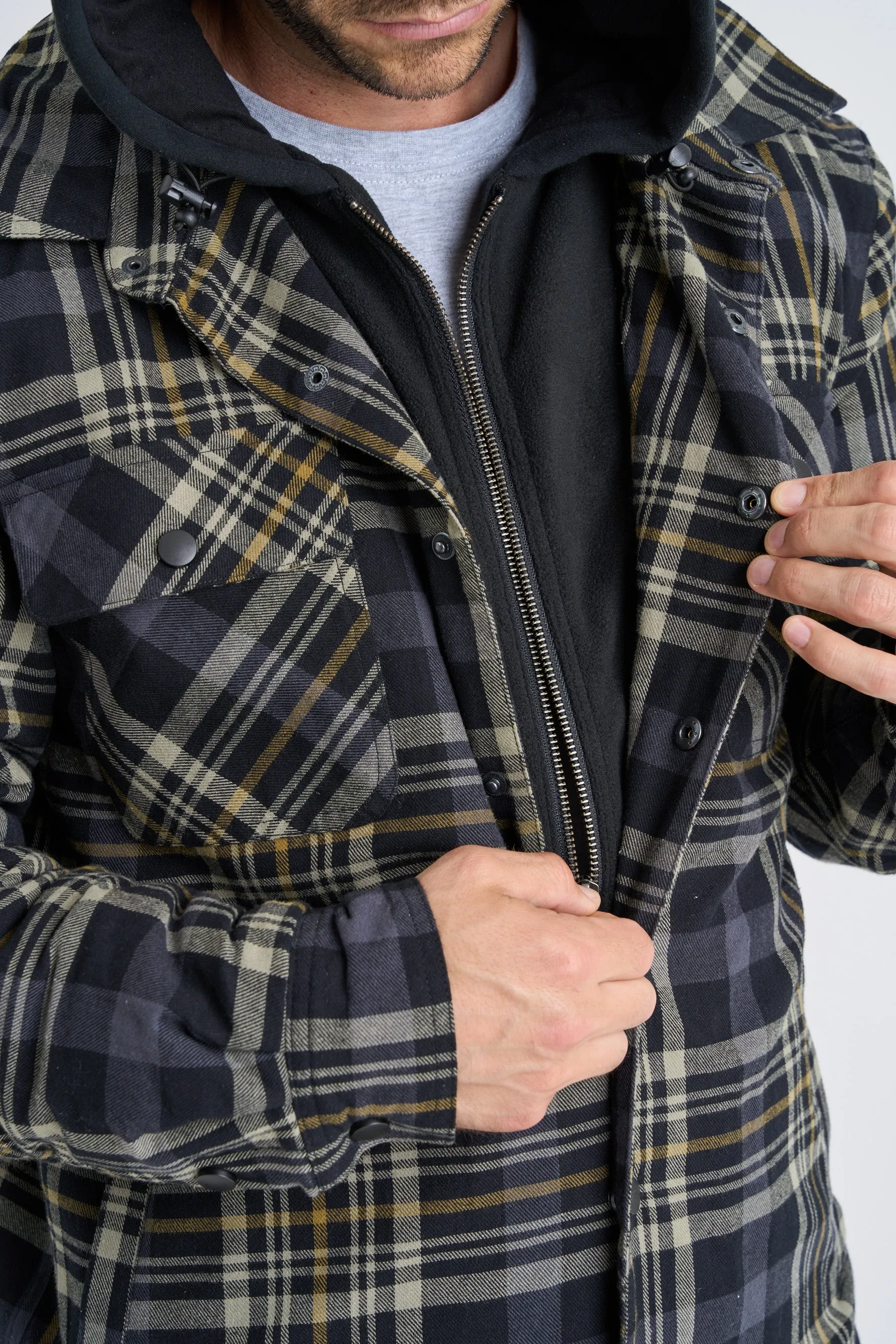 Jetpilot Quilted Mens Flannel Jacket - Grey