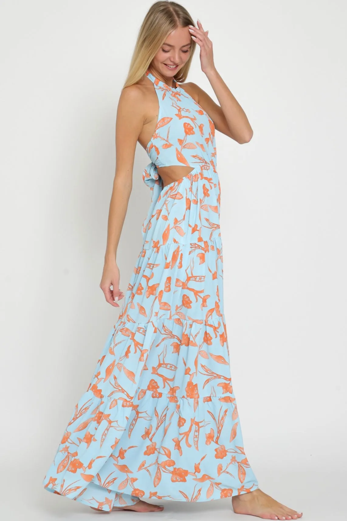 Jolie Halter Tied Maxi Dress