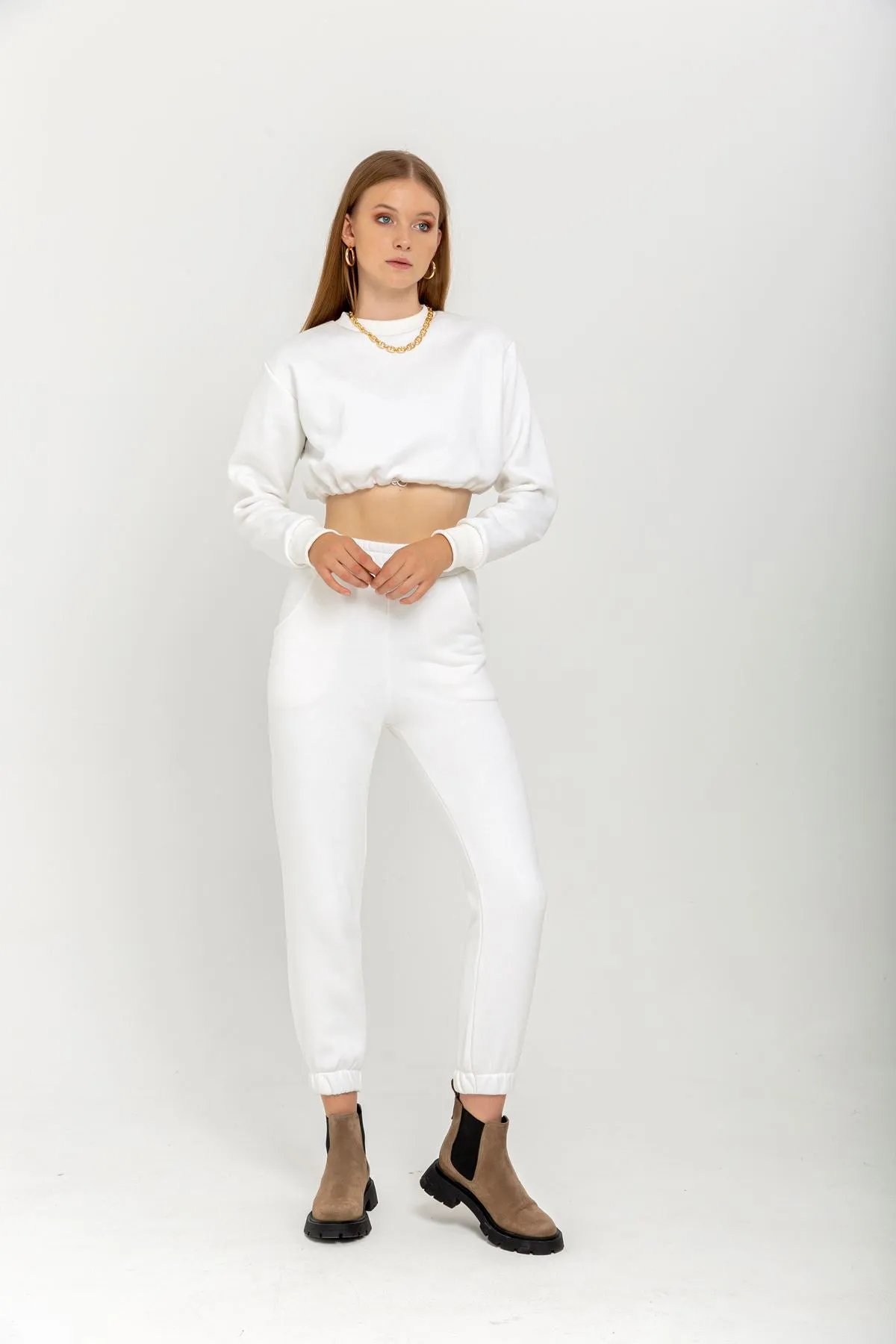 KKT  Thread Knit Fabric Long Sleeve Oversize Women Coat-Ecru - Tipton