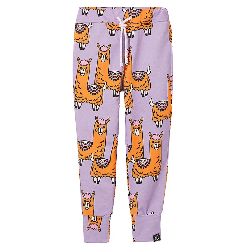 Kukukid Organic Cotton Pocket Pants - Violet Llama