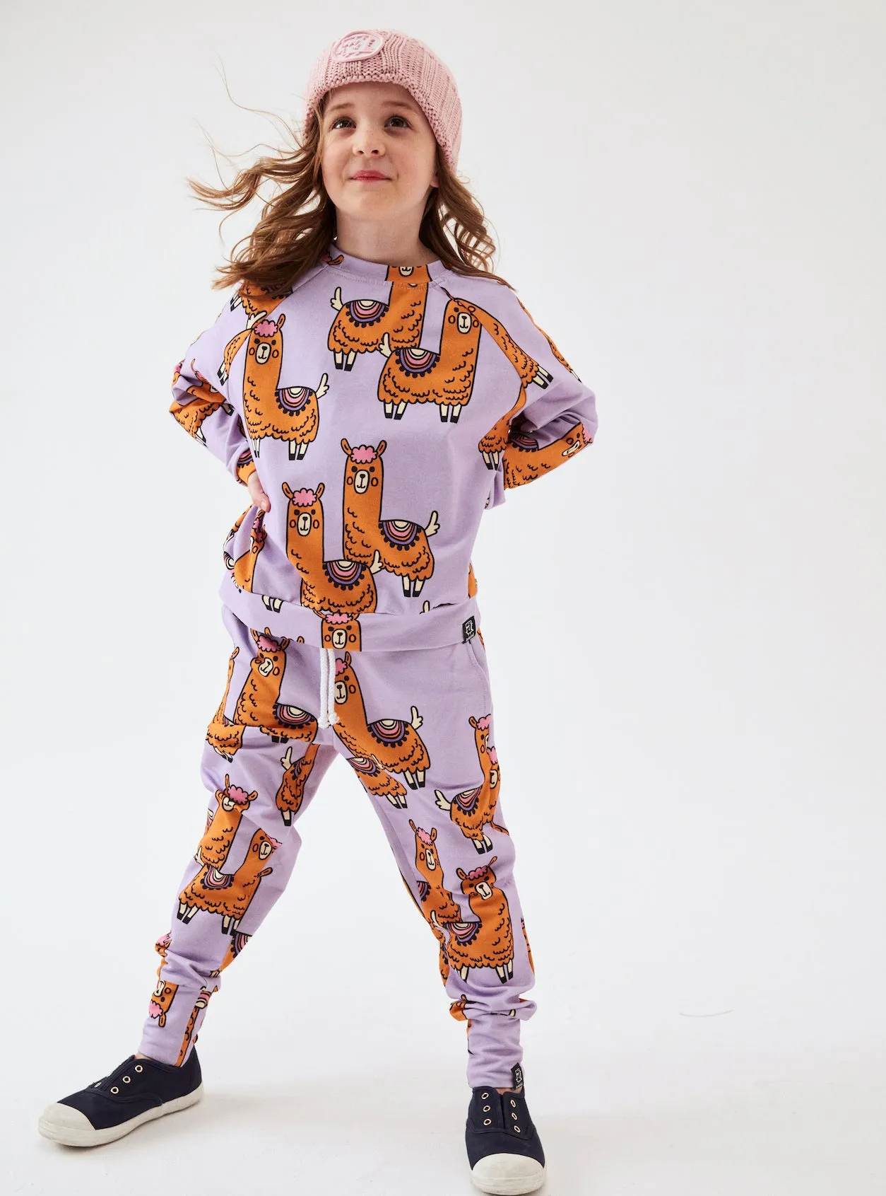 Kukukid Organic Cotton Pocket Pants - Violet Llama