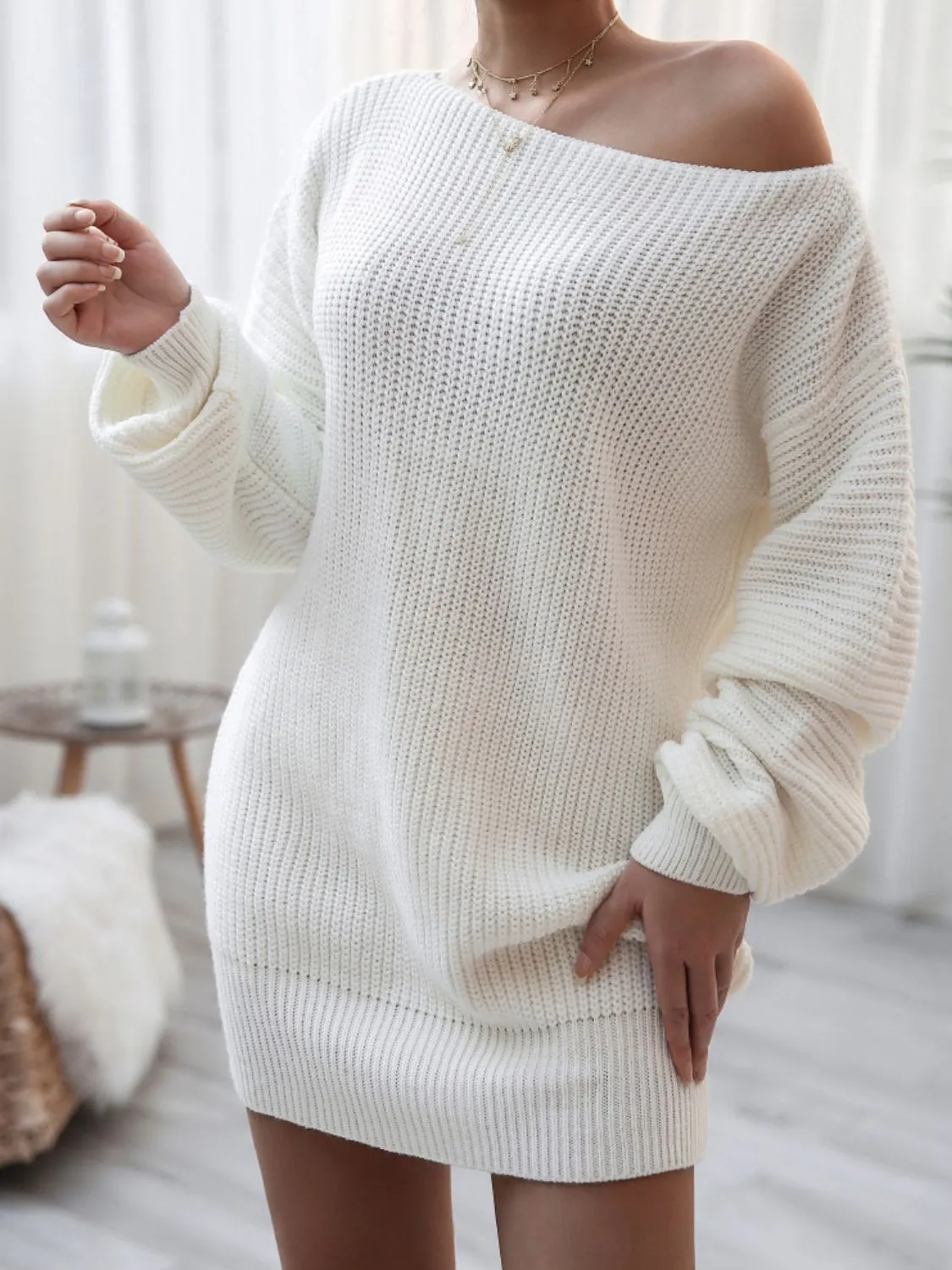 Ladies Elegant Long Sleeve Sweater Dress