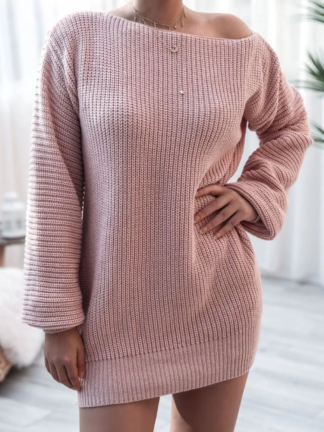 Ladies Elegant Long Sleeve Sweater Dress