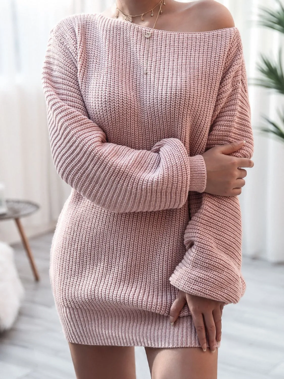 Ladies Elegant Long Sleeve Sweater Dress