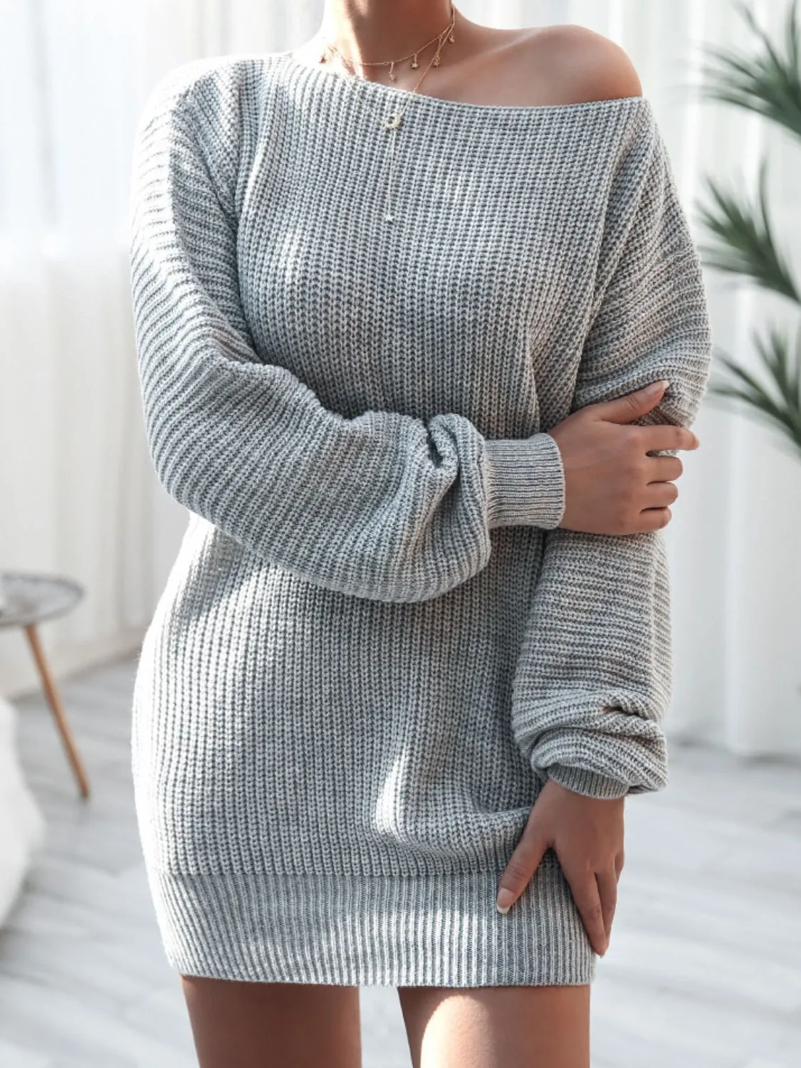 Ladies Elegant Long Sleeve Sweater Dress
