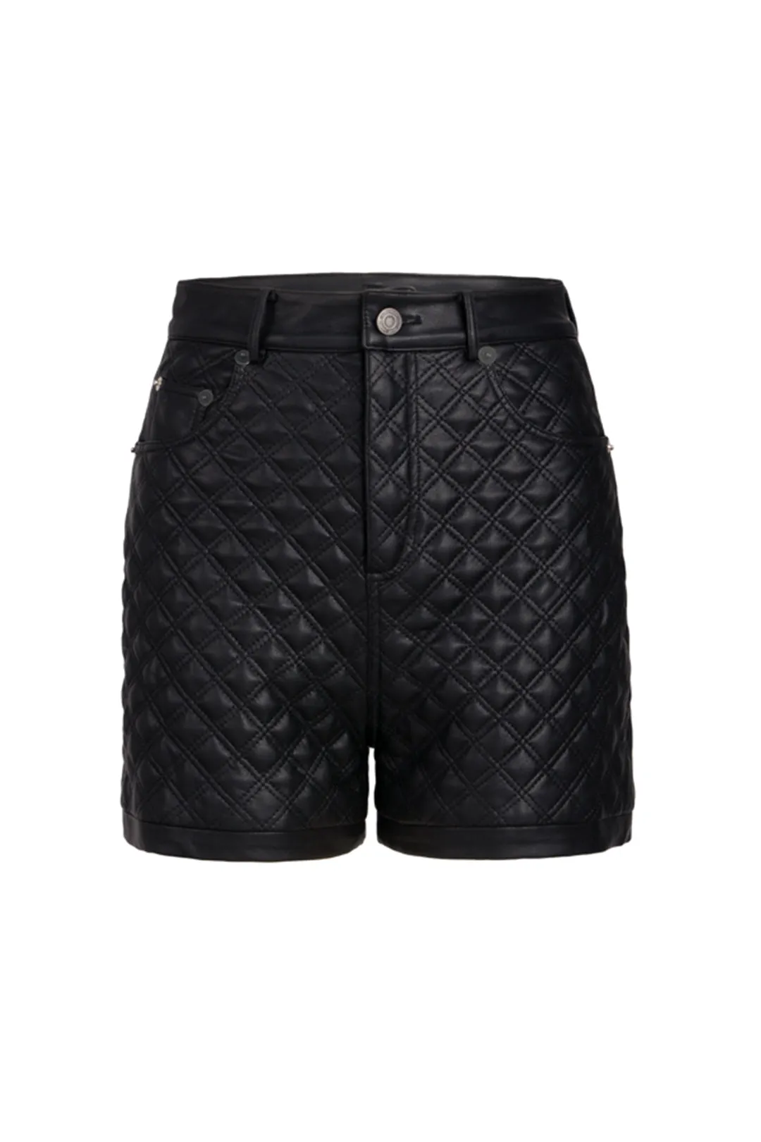 Leather check shorts | Black leather shorts | Commuter leather shorts