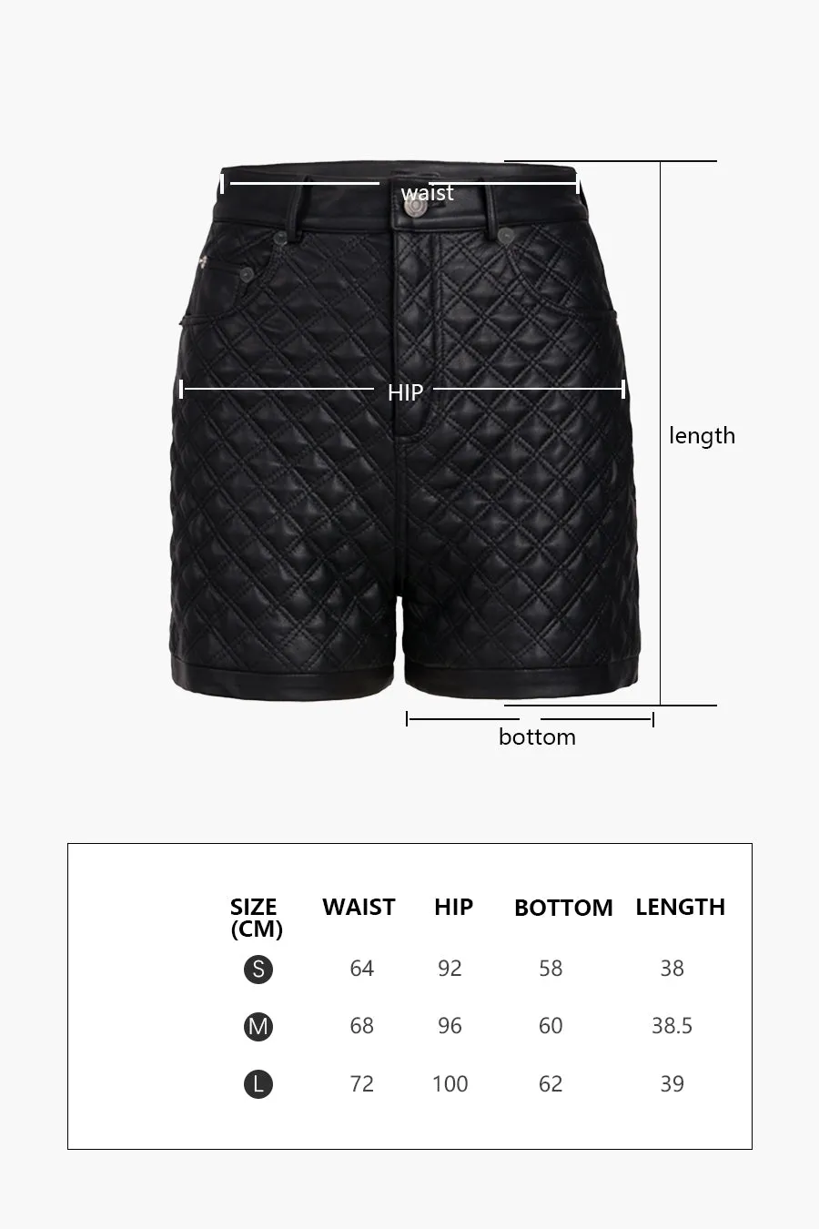Leather check shorts | Black leather shorts | Commuter leather shorts