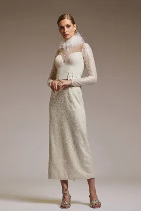 Long-Sleeved Sequin Midi Dress