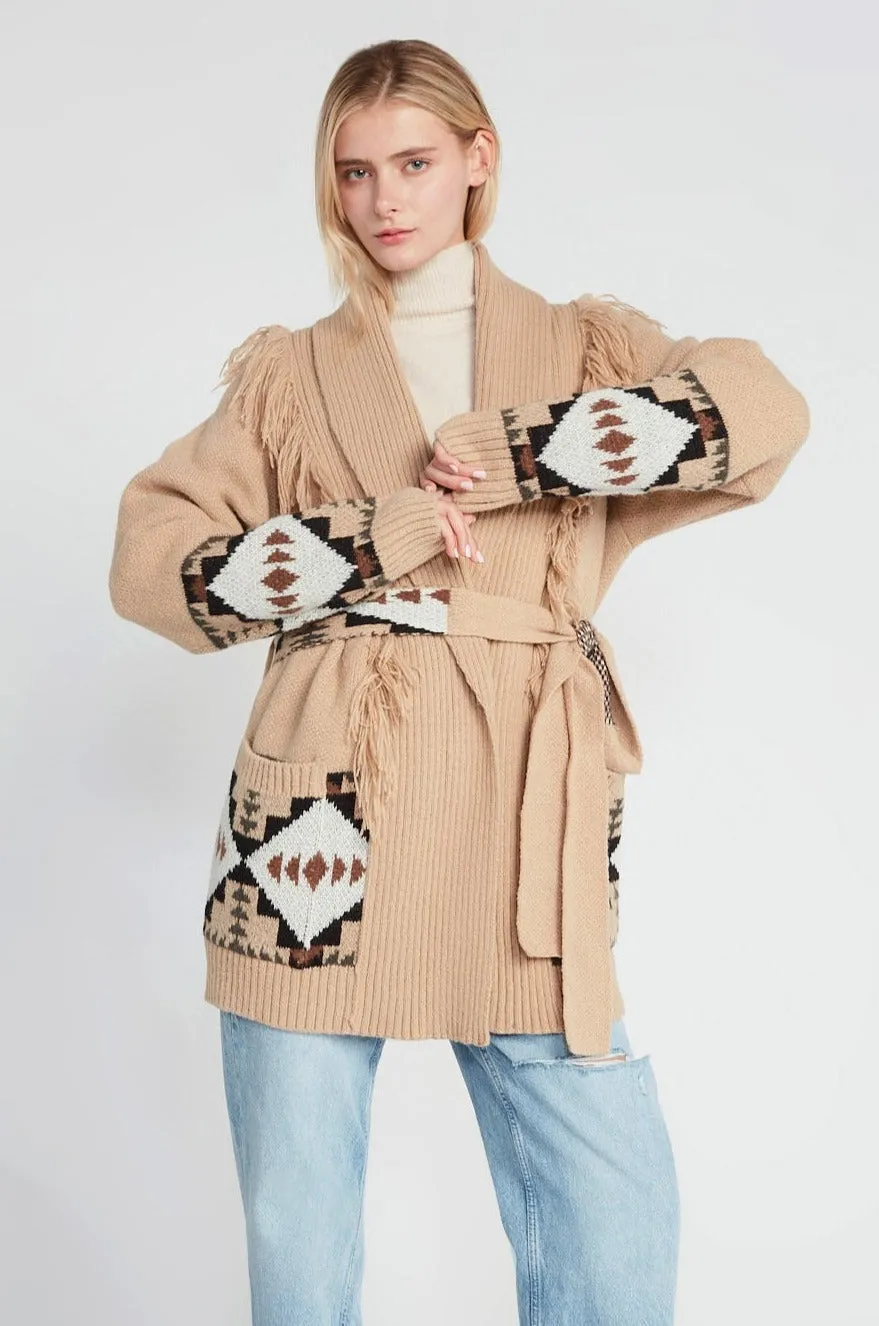 Look By M Aztec Fringe Shawl Cardigan MSF3180