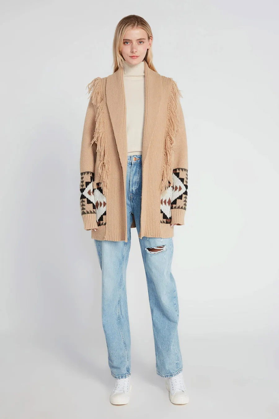 Look By M Aztec Fringe Shawl Cardigan MSF3180