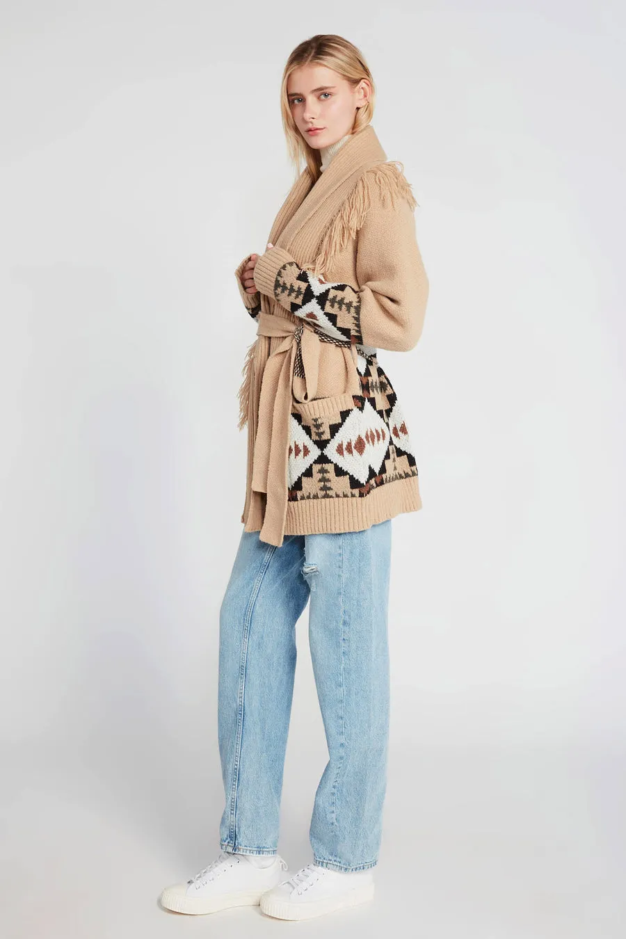Look By M Aztec Fringe Shawl Cardigan MSF3180