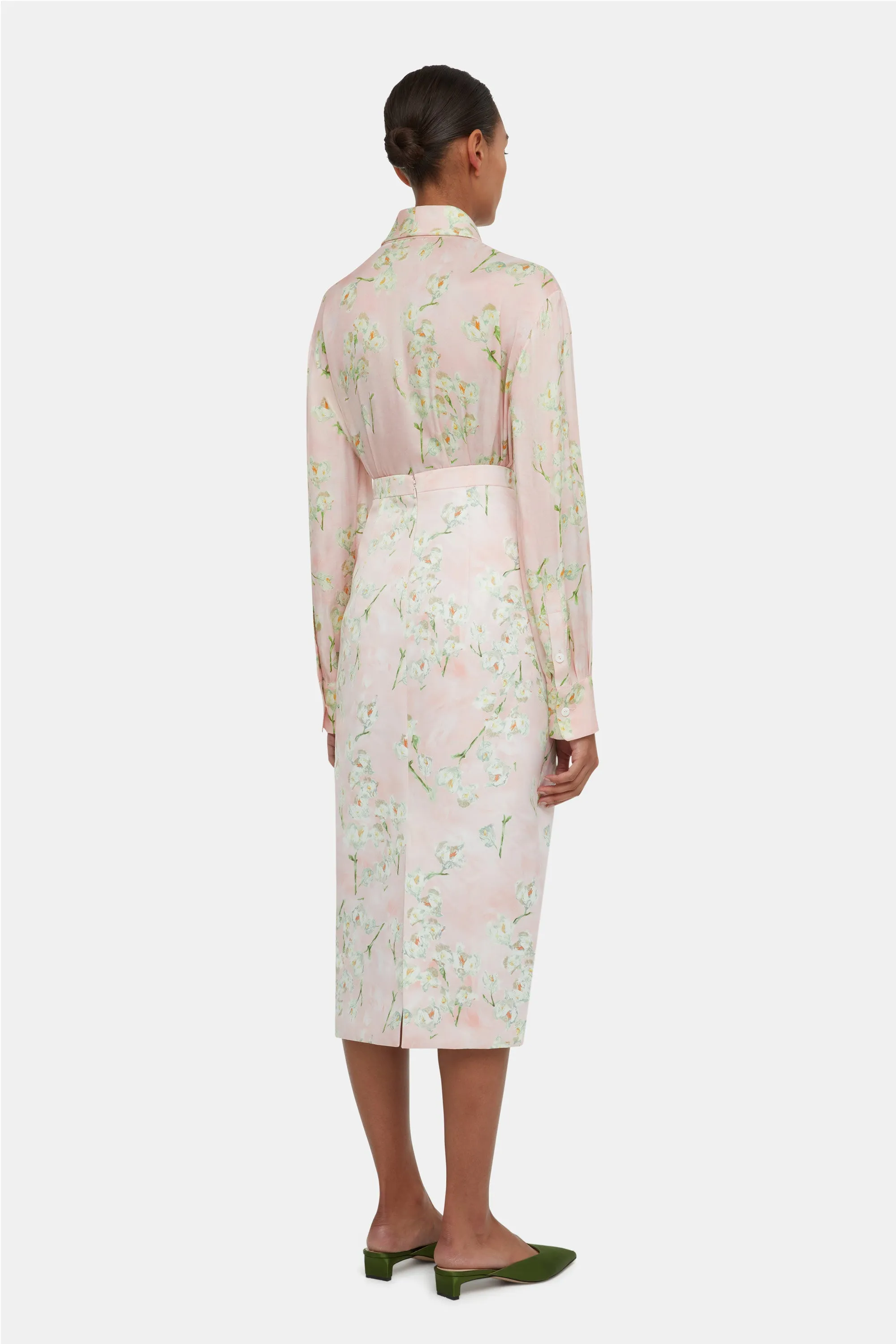 Lorelei Skirt In Little Lillies On Pink Floral Print Genzianella