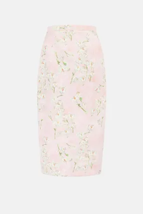 Lorelei Skirt In Little Lillies On Pink Floral Print Genzianella