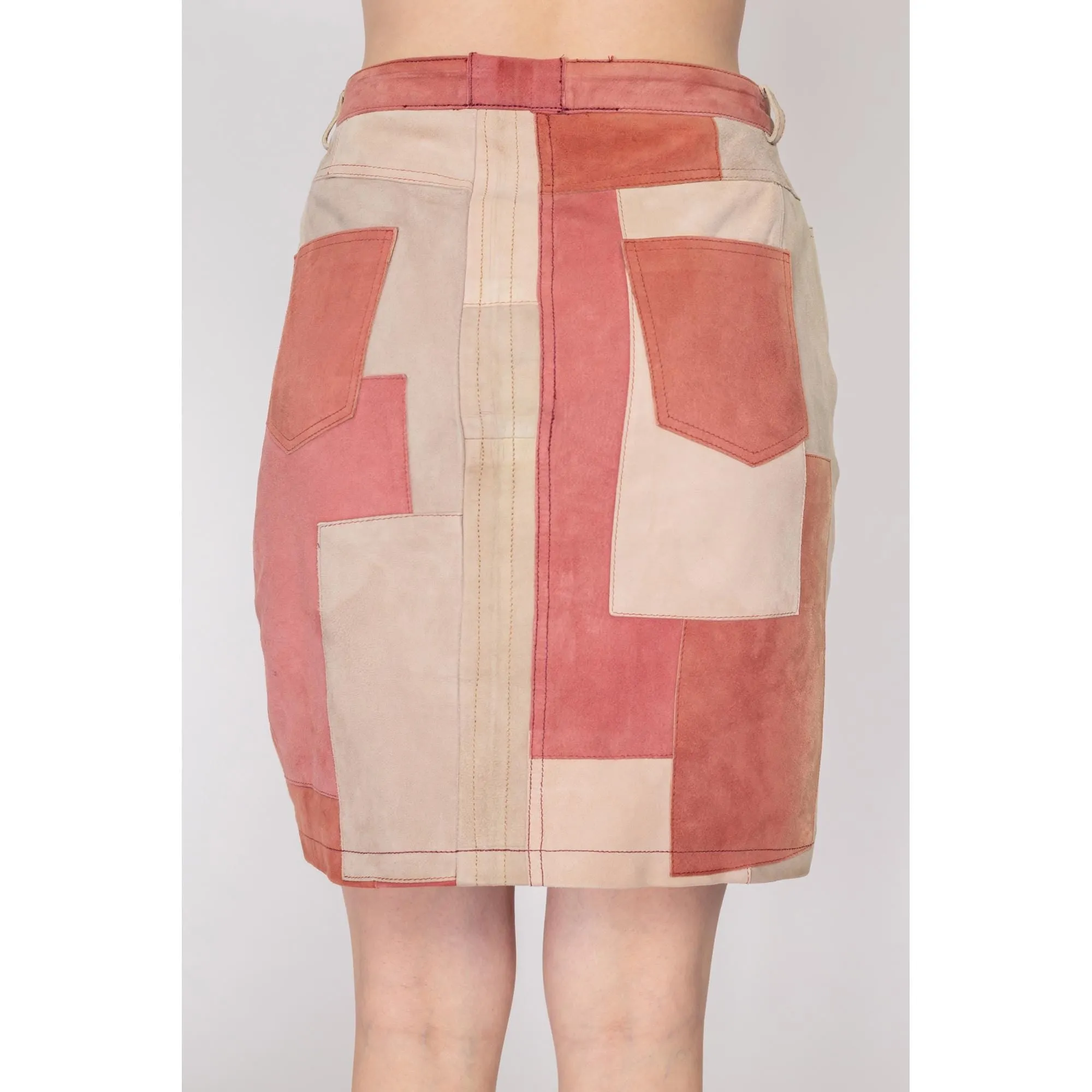 Medium Suede Patchwork Mini Skirt