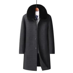 Men Casual Cashmere Slim Trench Coat