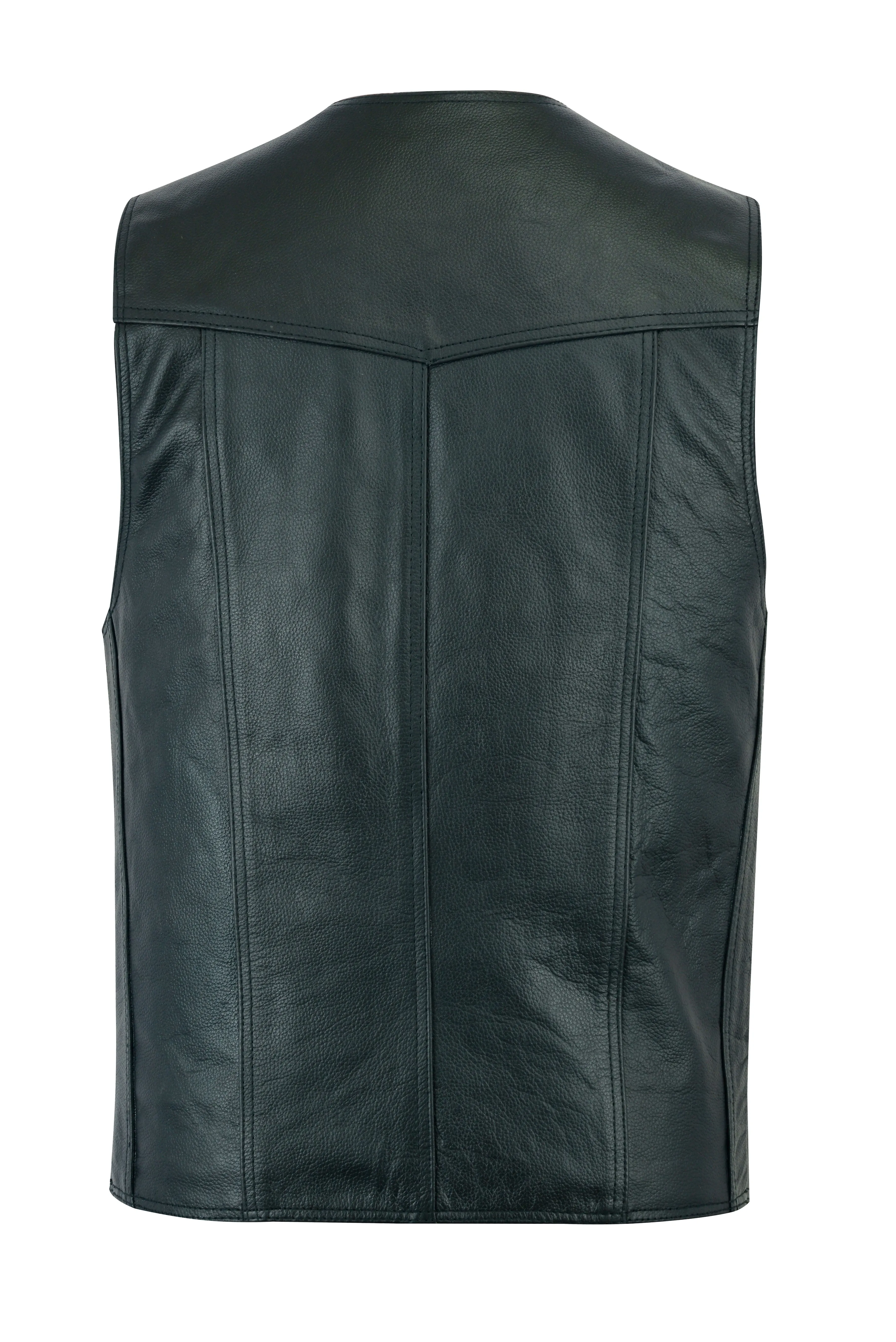 Men's Classic Snap Front with Ammo pockets Biker Leather Vest