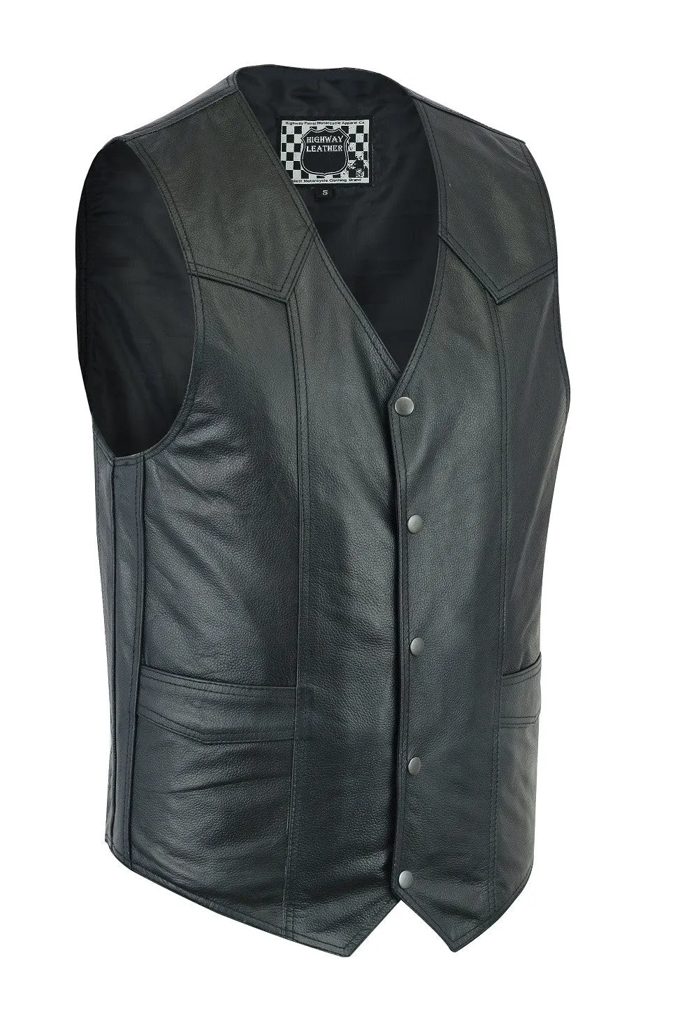 Men's Classic Snap Front with Ammo pockets Biker Leather Vest