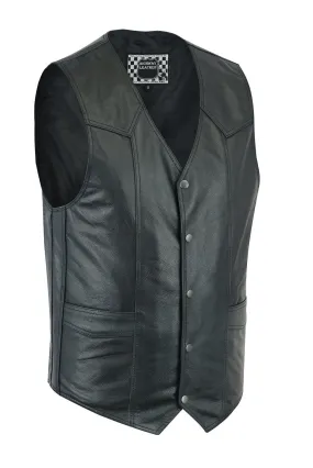 Men's Classic Snap Front with Ammo pockets Biker Leather Vest