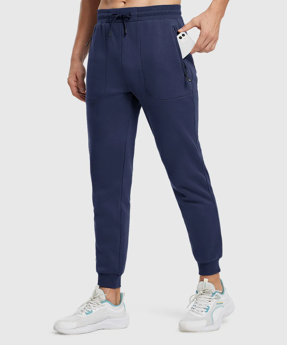 Men's Fleece Athletic Running Rib Knit Cuff Pants