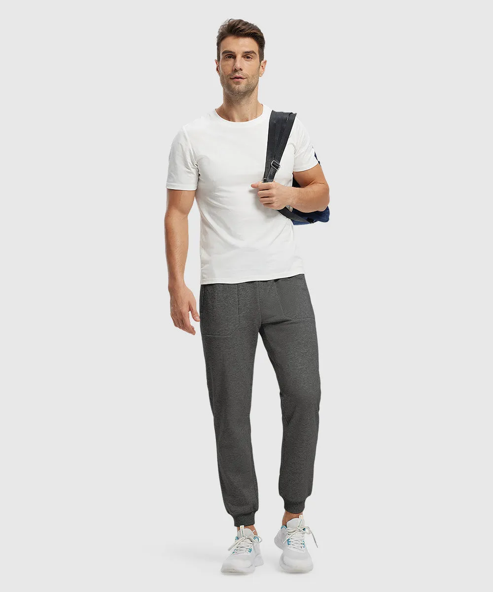 Men's Fleece Athletic Running Rib Knit Cuff Pants