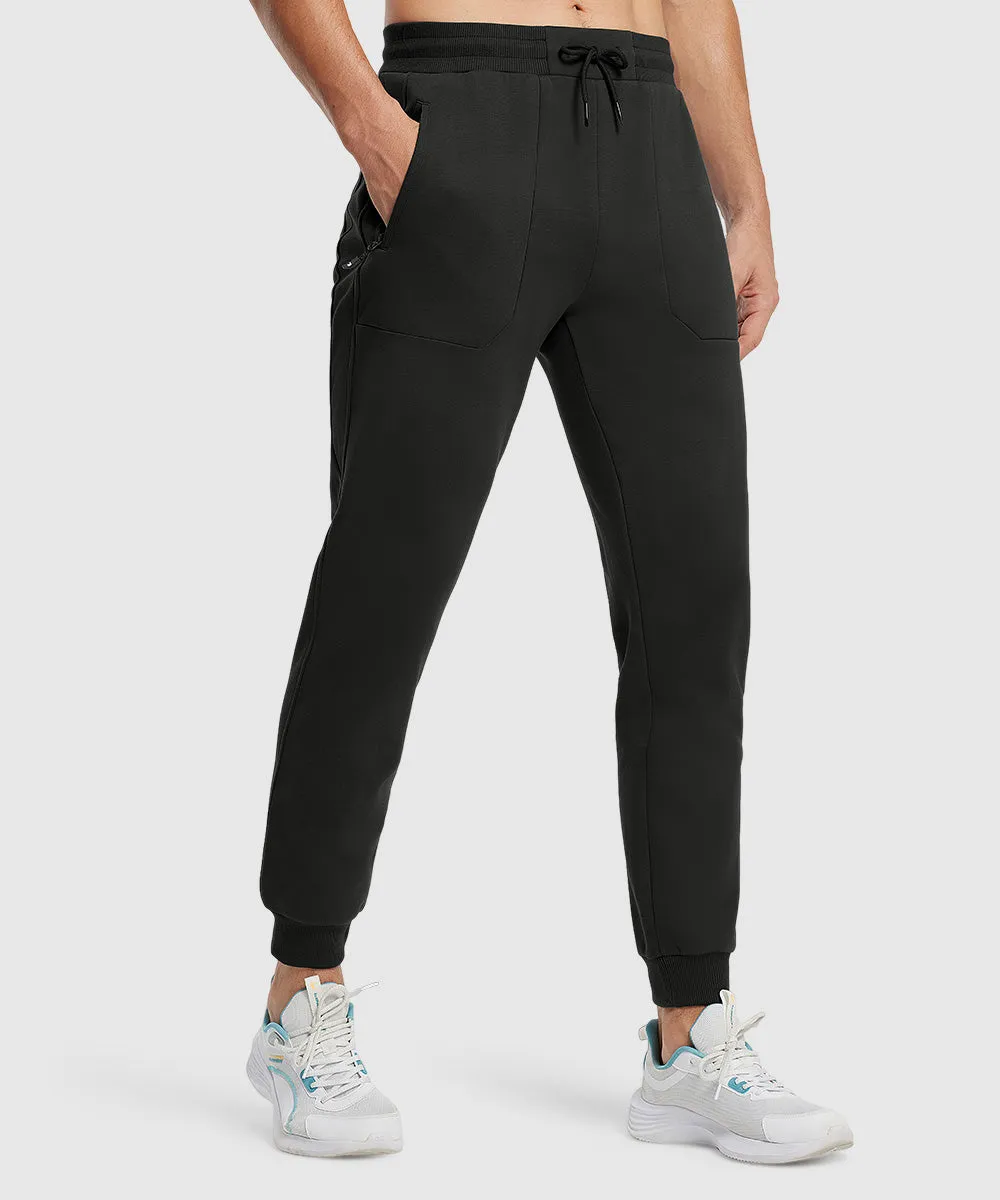 Men's Fleece Athletic Running Rib Knit Cuff Pants