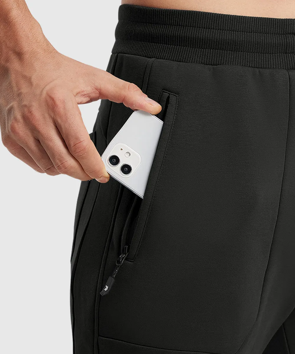 Men's Fleece Athletic Running Rib Knit Cuff Pants