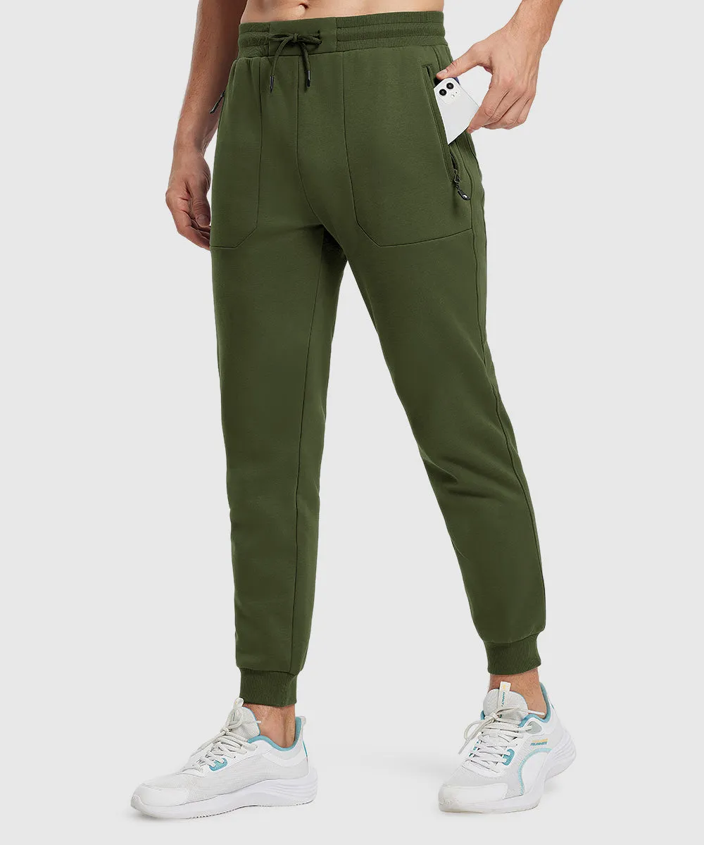 Men's Fleece Athletic Running Rib Knit Cuff Pants