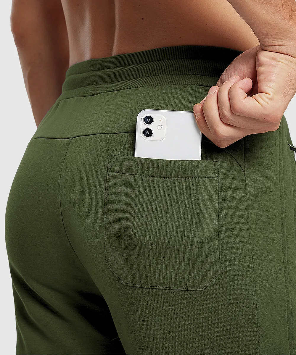 Men's Fleece Athletic Running Rib Knit Cuff Pants