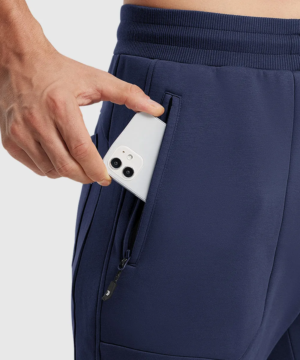 Men's Fleece Athletic Running Rib Knit Cuff Pants