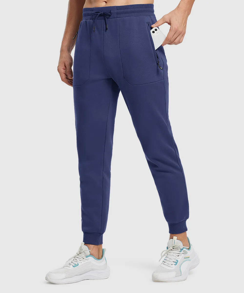 Men's Fleece Athletic Running Rib Knit Cuff Pants