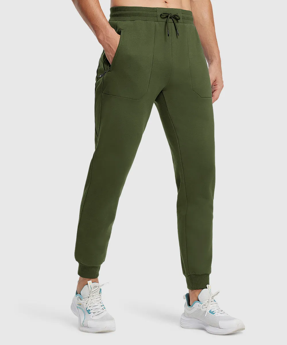 Men's Fleece Athletic Running Rib Knit Cuff Pants