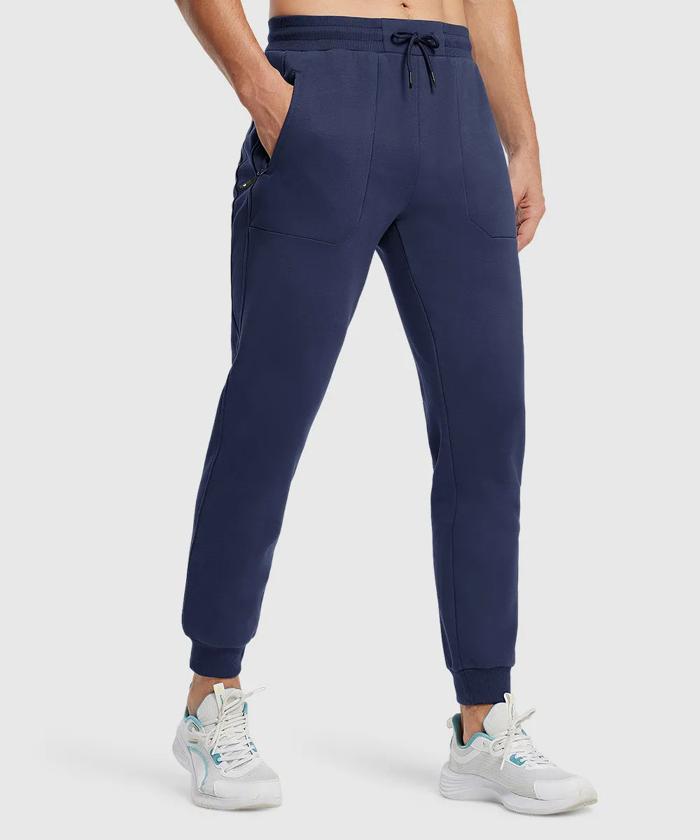 Men's Fleece Athletic Running Rib Knit Cuff Pants