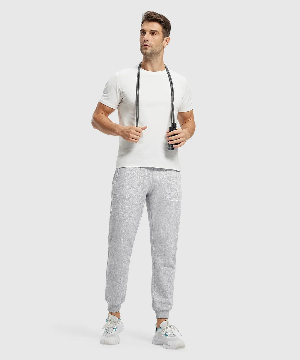 Men's Fleece Athletic Running Rib Knit Cuff Pants