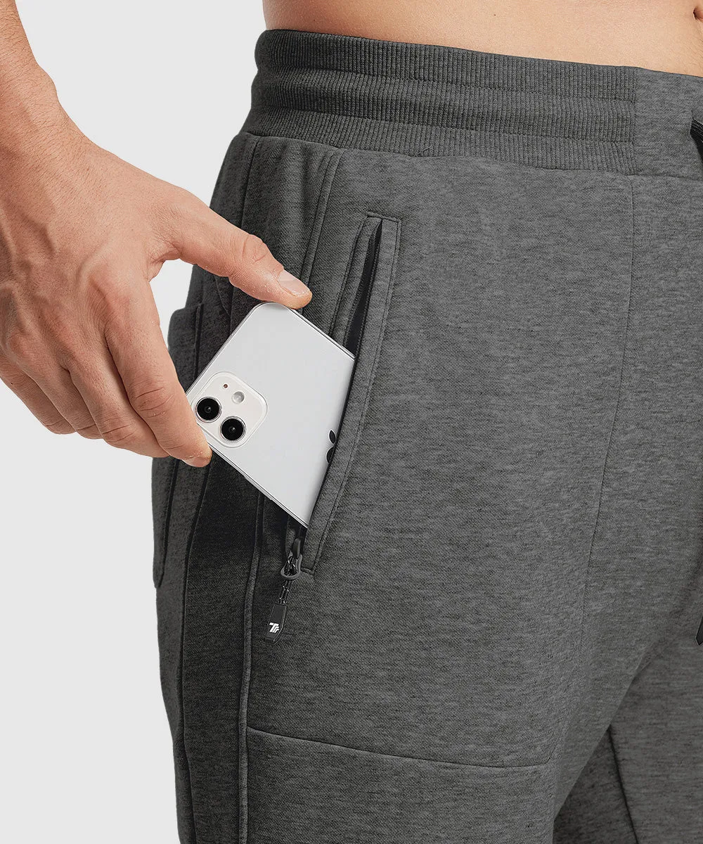 Men's Fleece Athletic Running Rib Knit Cuff Pants